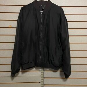 Silk Club Mens Vintage 100% Silk Eddie Bomber Jacket Black Full Zip  Small light